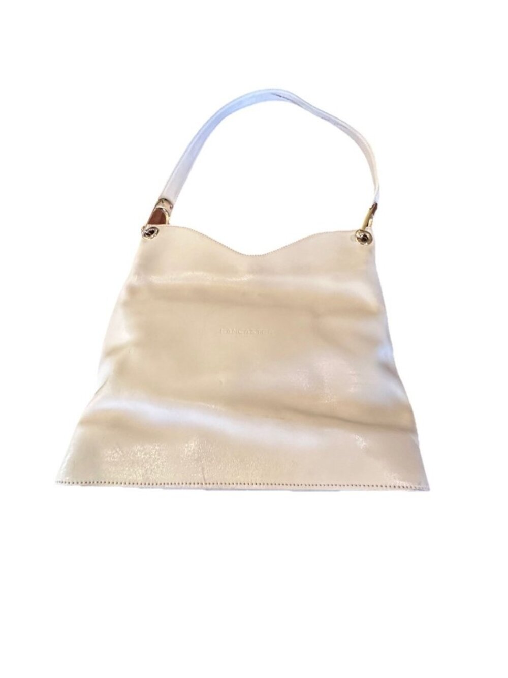 Lancaster Paris Cream Colored Leather Shoulder Bag Medium